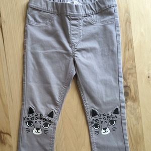 H & M Gray Kitty Cat 😻 Pants Girls Size 5/6 🎵 Like New!